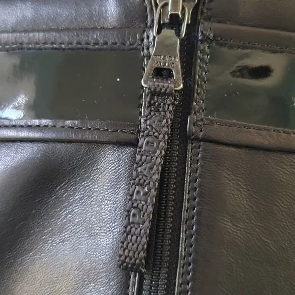 PRADA Tall Black Riding Boots Leather, Nappa Vernice Size 37 3W4567 - Picture 14 of 15